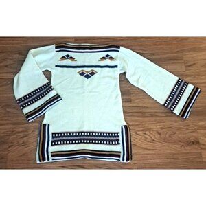Womens Vintage Sweater Southwestern Aztec Print 90s Bell Sleeves Tunic Small